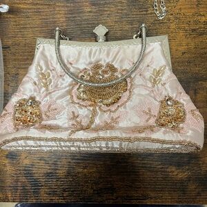 pink floral evening purse